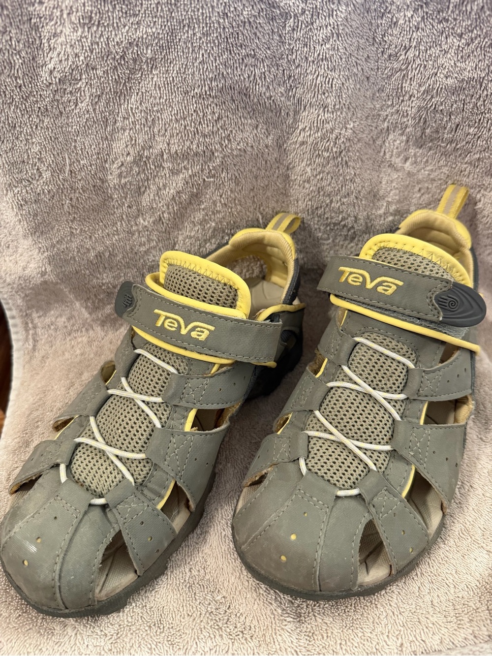 Teva Kids Grey and Yellow Closed-Toe Sport Sandals